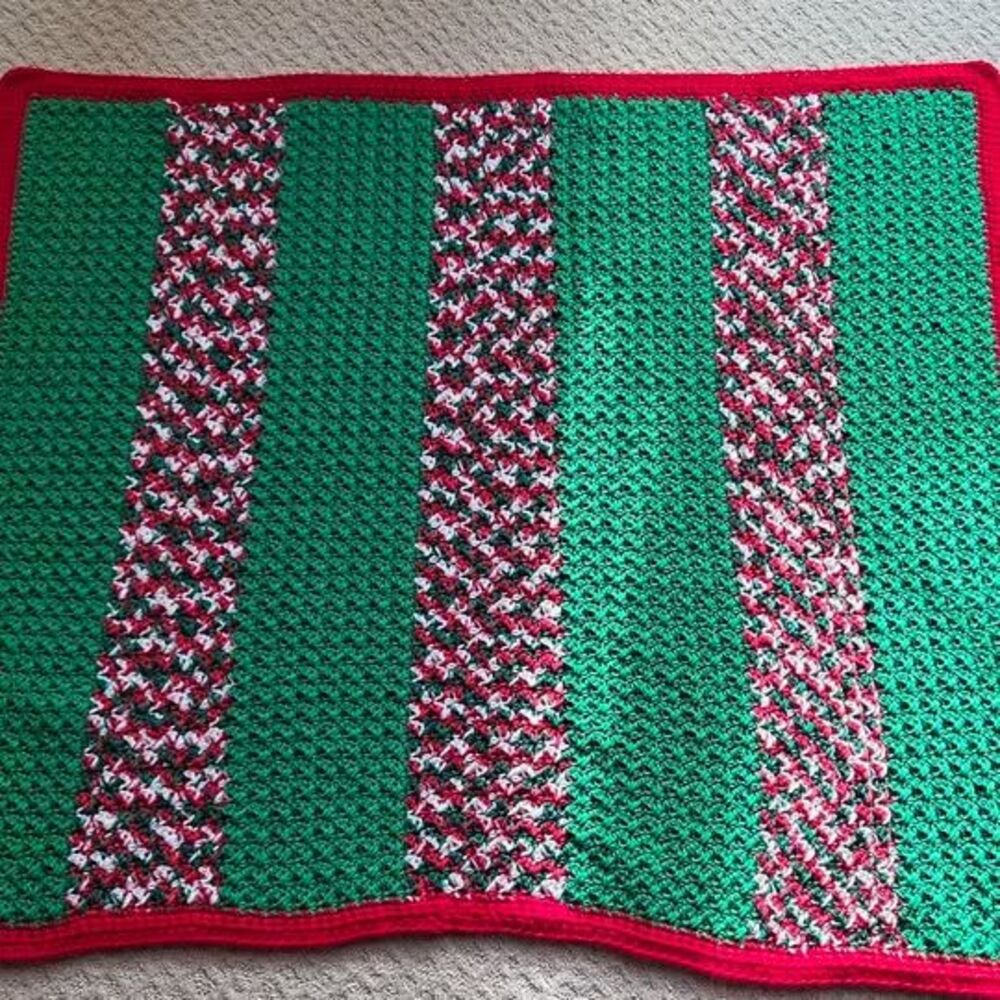Handmade Crochet Blanket Holiday Colors